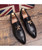 Black tassel croc pattern leather slip on dress shoe point toe 09