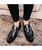 Black retro monk strap leather slip on dress shoe 08