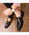 Black metal buckle crocodile skin pattern leather slip on dress shoe 02