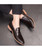 Brown crocodile skin pattern leather slip on dress shoe 08