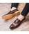 Brown metal buckle crocodile skin pattern slip on dress shoe  06