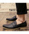 Black microfiber leather slip on dress shoe  02