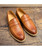 Brown microfiber leather slip on dress shoe 07