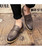 Khaki microfiber leather slip on dress shoe  04