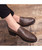 Brown retro pattern slip on brogue dress shoes 04