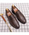 Brown retro pattern slip on brogue dress shoes 09