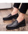 Black retro pattern slip on brogue dress shoes 06