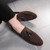 Brown suede tassel sewed effect leather slip on dress shoe 07