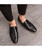 Black tassel croc skin pattern slip on penny dress shoe