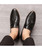 Black tassel crocodile skin pattern slip on dress shoe 08