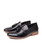 Black tassel croc skin pattern slip on penny dress shoe