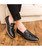 Black retro tassel casual leather slip on dress shoe 03