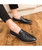 Black retro tassel casual leather slip on dress shoe 06