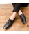 Black retro tassel casual leather slip on dress shoe 08