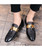 Black patent sequins tassel leather slip on dress shoe 08