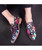 Men's black multi color floral tassel leather slip on dress shoe 07