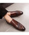 Brown brogue patent leather slip on dress shoe 05