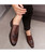 Brown brogue patent leather slip on dress shoe 06