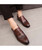 Brown brogue patent leather slip on dress shoe 07