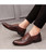 Brown brogue patent leather slip on dress shoe 09