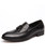 Men's black tassel on vamp leather slip on dress shoe 01