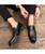 Black crocodile skin pattern slip on dress shoe 05