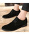 Black suede leather derby dress shoe point toe 02