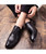 Black retro sewed effect leather derby dress shoe  04