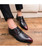 Red crocodile skin pattern leather derby dress shoe 05