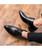 Black crocodile skin pattern leather derby dress shoe 07