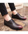 Red crocodile skin pattern leather derby dress shoe point toe 03