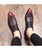 Red crocodile skin pattern leather derby dress shoe point toe 05