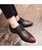 Red crocodile skin pattern leather derby dress shoe point toe 06