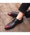 Red crocodile skin pattern leather derby dress shoe point toe 07