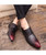 Red crocodile skin pattern leather derby dress shoe point toe 08