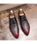 Red crocodile skin pattern leather derby dress shoe point toe 09