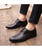 Black crocodile skin pattern leather derby dress shoe point toe 10