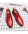 Men's red camouflage pattern leather derby dress shoe 10