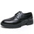 Men's black croc pattern brogue leather derby dress shoe 01