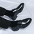 Men's black croc pattern brogue leather derby dress shoe 02