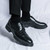 Men's black croc pattern brogue leather derby dress shoe 06