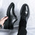 Men's black croc pattern brogue leather derby dress shoe 08