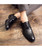 Men's black retro leather derby dress shoe croc pattern 02