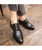Men's black retro leather derby dress shoe croc pattern 03
