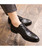 Men's black retro leather derby dress shoe croc pattern 04