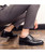 Men's black retro leather derby dress shoe croc pattern 05