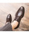 Men's brown retro leather derby dress shoe croc pattern 04