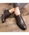 Men's brown retro leather derby dress shoe croc pattern 05