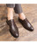 Men's brown retro leather derby dress shoe croc pattern 06