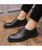 Men's black casual brogue leather oxford dress shoe 04